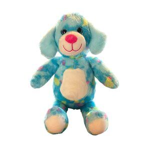 RMS Int'l Colorful Plush Puppy Dog Stuffed Animal 12" Blue Pink White Yellow Toy